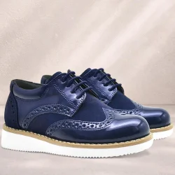 Rakerplus Hidra Lacivert Rugan Beyaz Yüksek Tabanlı Erkek Çocuk Klasik Ayakkabı