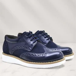 Rakerplus Hidra Lacivert Rugan Beyaz Yüksek Tabanlı Erkek Çocuk Klasik Ayakkabı