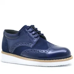 Rakerplus Hidra Lacivert Rugan Beyaz Yüksek Tabanlı Erkek Çocuk Klasik Ayakkabı
