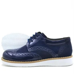 Rakerplus Hidra Lacivert Rugan Beyaz Yüksek Tabanlı Erkek Çocuk Klasik Ayakkabı