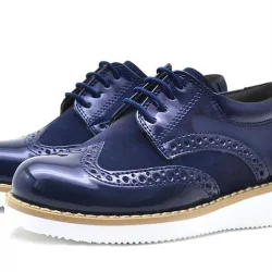 Rakerplus Hidra Lacivert Rugan Beyaz Yüksek Tabanlı Erkek Çocuk Klasik Ayakkabı