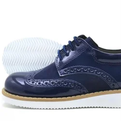 Rakerplus Hidra Lacivert Rugan Beyaz Yüksek Tabanlı Erkek Çocuk Klasik Ayakkabı