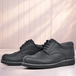 Rakerplus Hidra Siyah Mat Bağcıklı Klasik Erkek Çocuk Ayakkabı