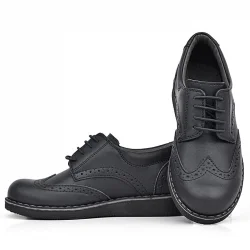 Rakerplus Hidra Siyah Mat Bağcıklı Klasik Erkek Çocuk Ayakkabı