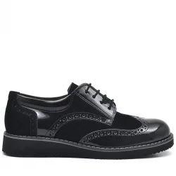 Rakerplus Hidra Siyah Rugan Bağcıklı Klasik Erkek Çocuk Okul Ayakkabı