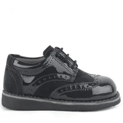 Rakerplus Hidra Siyah Rugan Bağcıklı Klasik Erkek Çocuk Okul Ayakkabı