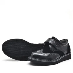 Rakerplus Hidra Siyah Rugan Cırtlı Erkek Çocuk Klasik Ayakkabı