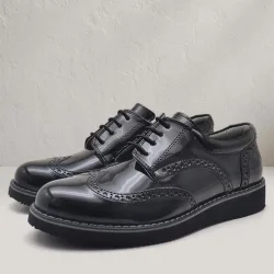 Rakerplus Hidra Siyah Rugan Lastik Bağcıklı Erkek Çocuk Klasik Ayakkabı