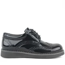 Rakerplus Hidra Siyah Rugan Lastik Bağcıklı Erkek Çocuk Klasik Ayakkabı