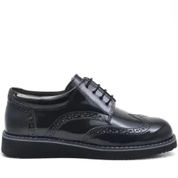 Rakerplus Hidra Siyah Rugan Lastik Bağcıklı Erkek Çocuk Klasik Ayakkabı