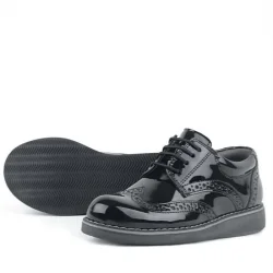 Rakerplus Hidra Siyah Rugan Lastik Bağcıklı Erkek Çocuk Klasik Ayakkabı