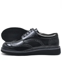 Rakerplus Hidra Siyah Rugan Lastik Bağcıklı Erkek Çocuk Klasik Ayakkabı