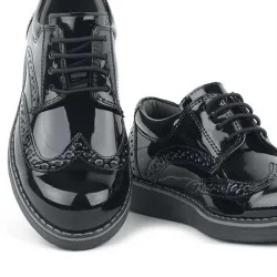 Rakerplus Hidra Siyah Rugan Lastik Bağcıklı Erkek Çocuk Klasik Ayakkabı