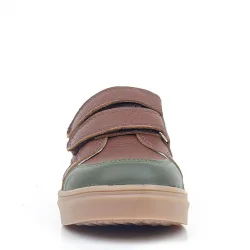 Rakerplus Kahverengi Yeşil Hakiki Deri Cırtlı Kız Çocuk Sneaker Ayakkabı