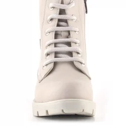 Rakerplus Krem Yıldız Detaylı Bağcıklı Fermuarlı Kız Çocuk Bot