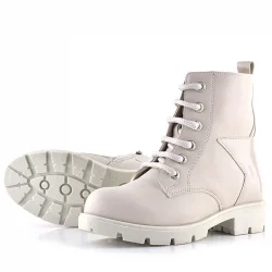 Rakerplus Krem Yıldız Detaylı Bağcıklı Fermuarlı Kız Çocuk Bot