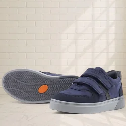 Rakerplus Lacivert Nubuk Cırtlı Hakiki Deri Erkek Çocuk Okul Ayakkabı