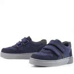 Rakerplus Lacivert Nubuk Cırtlı Hakiki Deri Erkek Çocuk Okul Ayakkabı