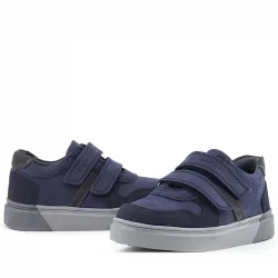 Rakerplus Lacivert Nubuk Cırtlı Hakiki Deri Erkek Çocuk Okul Ayakkabı