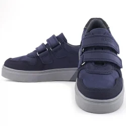 Rakerplus Lacivert Nubuk Cırtlı Hakiki Deri Erkek Çocuk Okul Ayakkabı