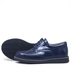 Rakerplus Lacivert Rugan Bağcıklı Klasik Erkek Çocuk Ayakkabı