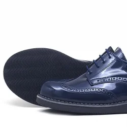 Rakerplus Lacivert Rugan Bağcıklı Klasik Erkek Çocuk Ayakkabı