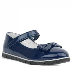 Rakerplus Lacivert Rugan Fiyonklu Cırtlı Kız Çocuk Babet