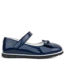 Rakerplus Lacivert Rugan Fiyonklu Cırtlı Kız Çocuk Babet