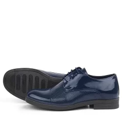 Rakerplus Lacivert Rugan Oxford Bağcıklı Klasik Çocuk Ayakkabı