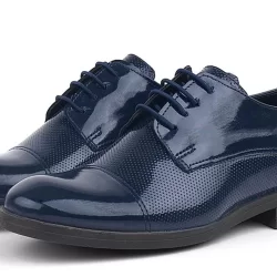 Rakerplus Lacivert Rugan Oxford Bağcıklı Klasik Çocuk Ayakkabı