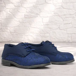 Rakerplus Lacivert Siyah Bağcıklı Takım Elbise Klasik Çocuk Ayakkabı