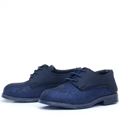 Rakerplus Lacivert Siyah Bağcıklı Takım Elbise Klasik Çocuk Ayakkabı