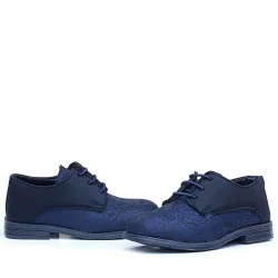 Rakerplus Lacivert Siyah Bağcıklı Takım Elbise Klasik Çocuk Ayakkabı