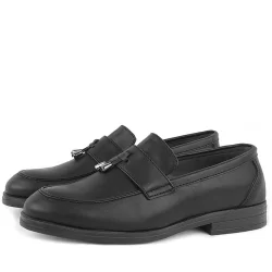 Rakerplus Loafer Siyah Mat Erkek Klasik Çocuk Ayakkabı