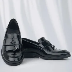 Rakerplus Loafer Siyah Rugan Erkek Klasik Çocuk Ayakkabı