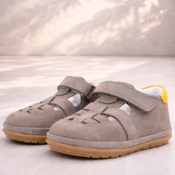 Rakerplus Muppet Hakiki Deri Kum Rengi Cırtlı Anatomik Bebek Sandalet Ayakkabı