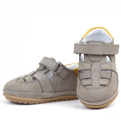 Rakerplus Muppet Hakiki Deri Kum Rengi Cırtlı Anatomik Bebek Sandalet Ayakkabı