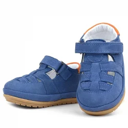 Rakerplus Muppet Hakiki Deri Lacivert Cırtlı Anatomik Bebek Sandalet Ayakkabı