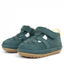 Rakerplus Muppet Hakiki Deri Yeşil Sarı Cırtlı Anatomik Bebek Sandalet Ayakkabı