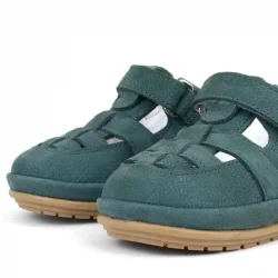 Rakerplus Muppet Hakiki Deri Yeşil Sarı Cırtlı Anatomik Bebek Sandalet Ayakkabı