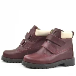 Rakerplus Neson Hakiki Deri Bordo Cırtlı Çocuk Bot