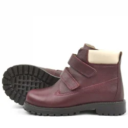 Rakerplus Neson Hakiki Deri Bordo Cırtlı Çocuk Bot