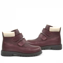 Rakerplus Neson Hakiki Deri Bordo Cırtlı Çocuk Bot