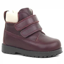 Rakerplus Neson Hakiki Deri Bordo Kürklü Cırtlı Bebek Bot