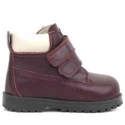 Rakerplus Neson Hakiki Deri Bordo Kürklü Cırtlı Bebek Bot