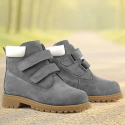 Rakerplus Neson Hakiki Deri Gri Cırtlı Çocuk Bot