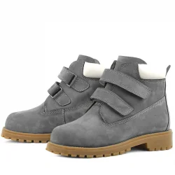 Rakerplus Neson Hakiki Deri Gri Cırtlı Çocuk Bot