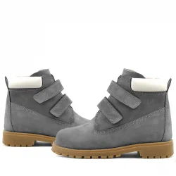 Rakerplus Neson Hakiki Deri Gri Cırtlı Çocuk Bot