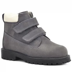 Rakerplus Neson Hakiki Deri Gri Cırtlı Kürklü Çocuk Bot