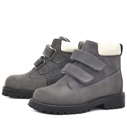 Rakerplus Neson Hakiki Deri Gri Cırtlı Kürklü Çocuk Bot